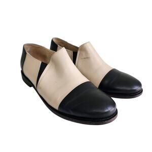 Fortress Of Inca Womens Leather Slip On‎ Shoes Size 9 Black Cream Handmade Peru